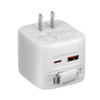 30W Dual Port Charger with Retractable Cable